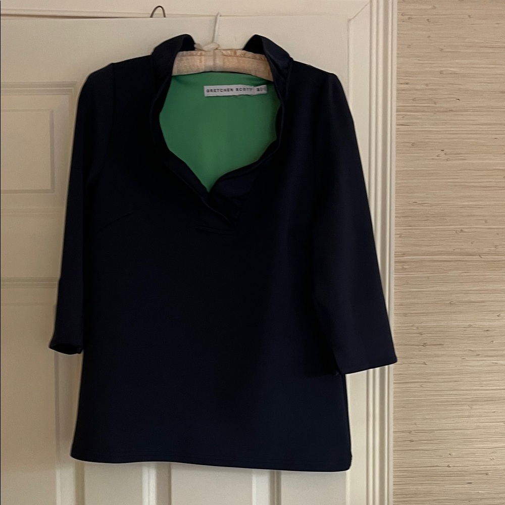 Gretchen Scott Designs Navy Top with Green Lining